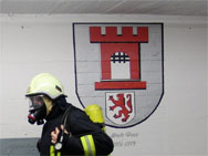 Atemschutzübungsstrecke der Feuerwache 7 in Porz: Alter Charme, Wandgemälde inklusive.
